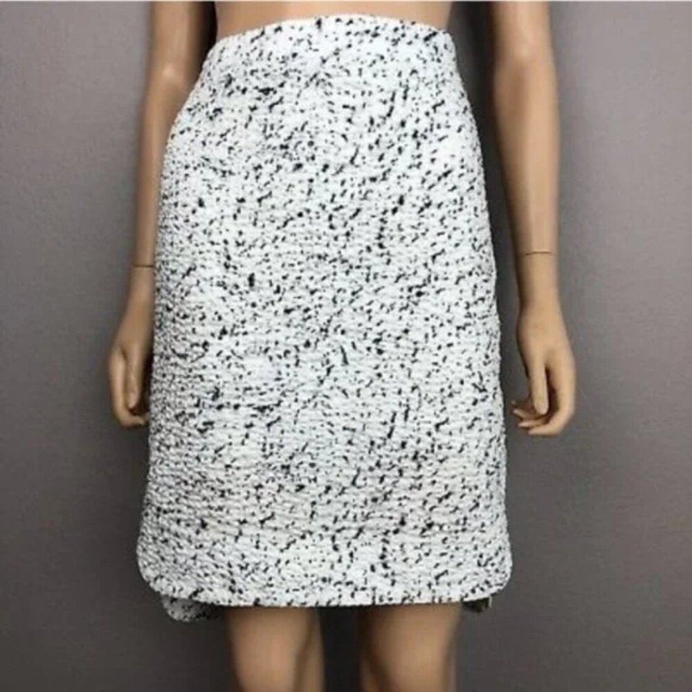 New COS high waisted paint splatter textured quilted high low pencil midi skirt - Picture 5 of 16